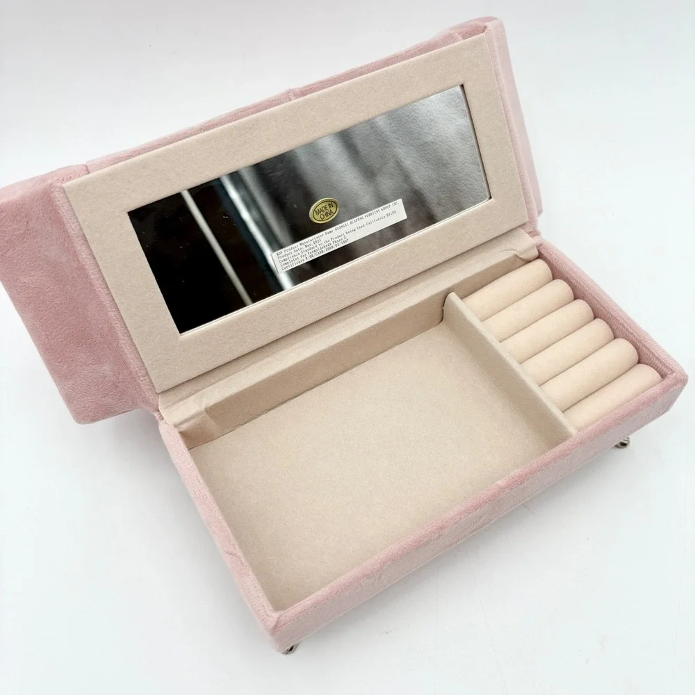 Pink Jewelry Box Sofa Couch Heart Velvet Plush Jewelry Storage Display Decor